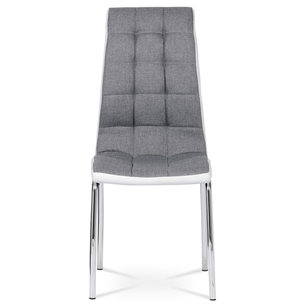 DCL-420 GREY2 - Jídelní židle, potah šedá látka a bílá ekokůže, kovová podnož, chrom