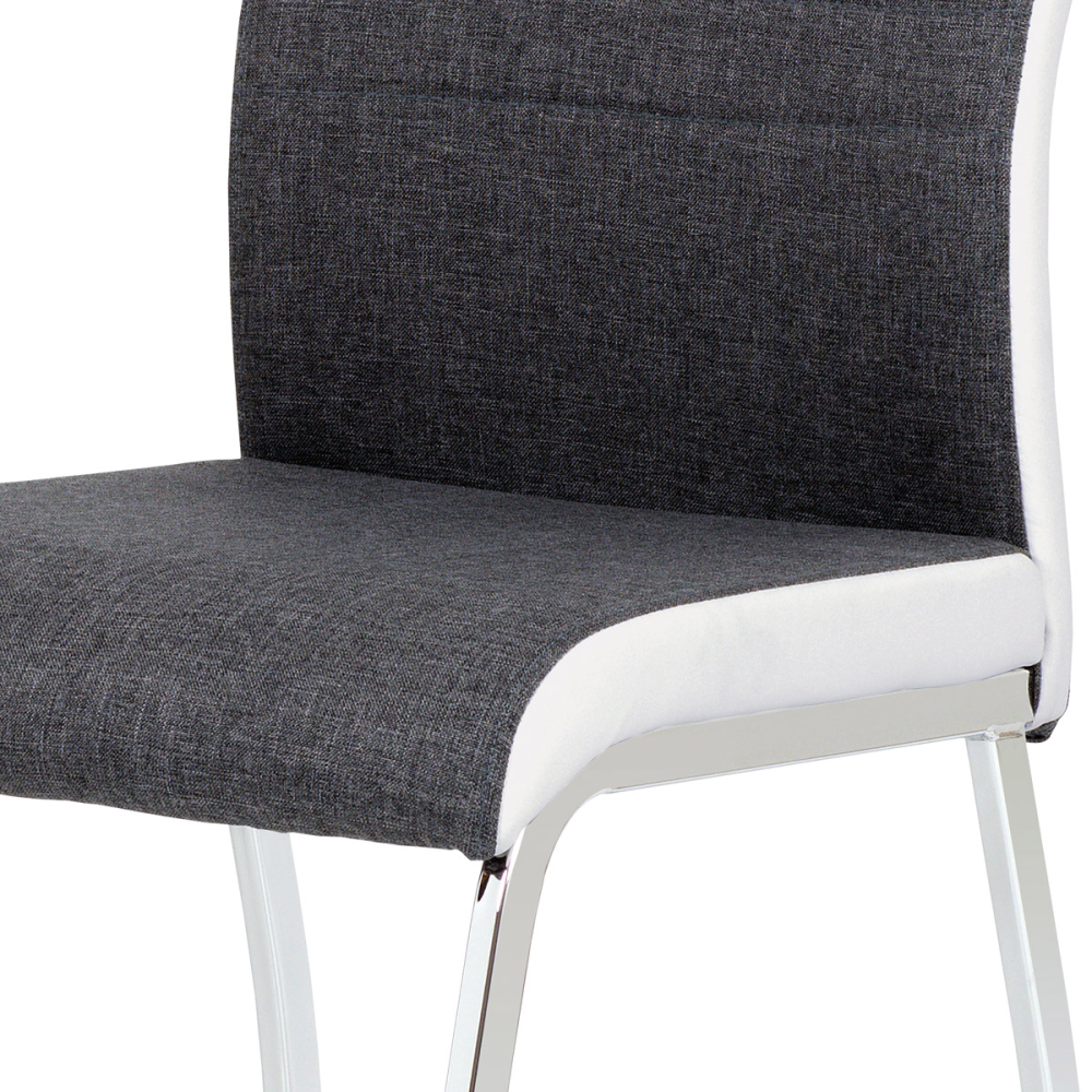 DCL-433 GREY2 - Jídelní židle šedá látka + bílá koženka / chrom