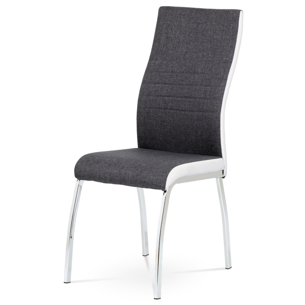 DCL-433 GREY2 - Jídelní židle šedá látka + bílá koženka / chrom