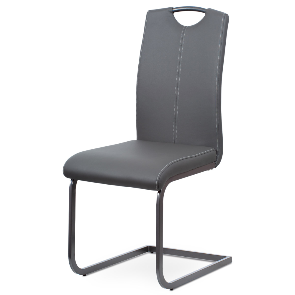DCL-613 GREY - Jídelní židle, potah šedá ekokůže, kovová pohupová podnož, šedý lak