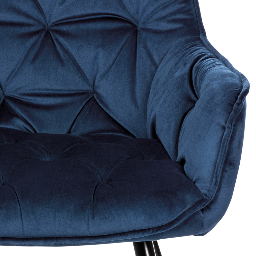 DCH-421 BLUE4 - Jídelní židle, potah modrá sametová látka, kovová 4nohá podnož, černý lak