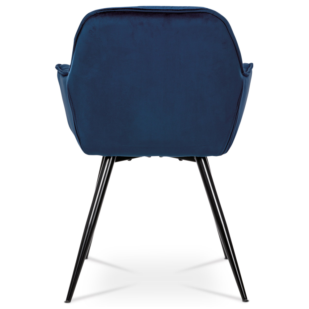 DCH-421 BLUE4 - Jídelní židle, potah modrá sametová látka, kovová 4nohá podnož, černý lak