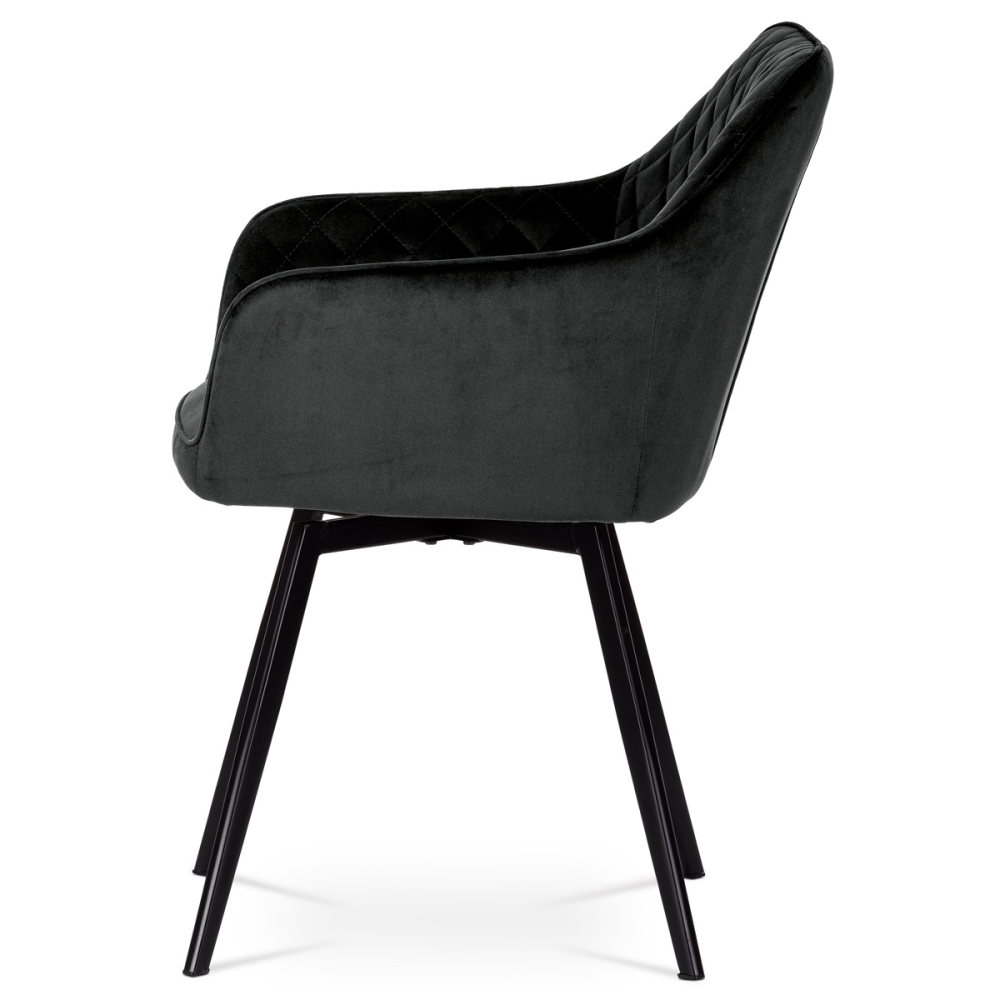 DCH-425 BK4 - Jídelní židle, potah černá sametová látka, kovové nohy, černý matný lak