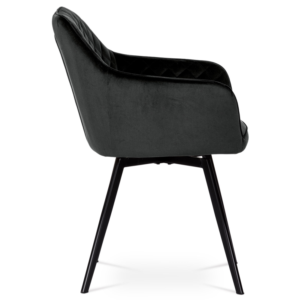 DCH-425 BK4 - Jídelní židle, potah černá sametová látka, kovové nohy, černý matný lak