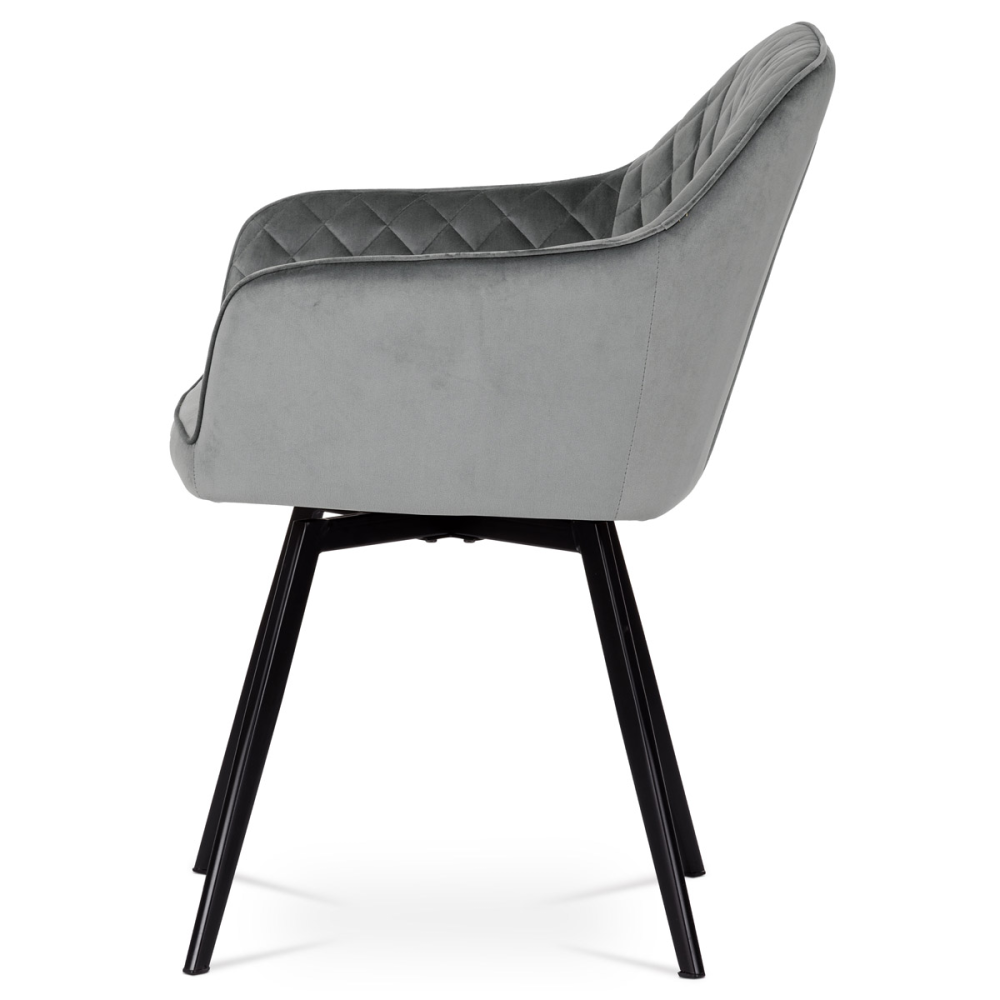 DCH-425 GREY4 - Jídelní židle, potah šedá sametová látka, kovové nohy, černý matný lak