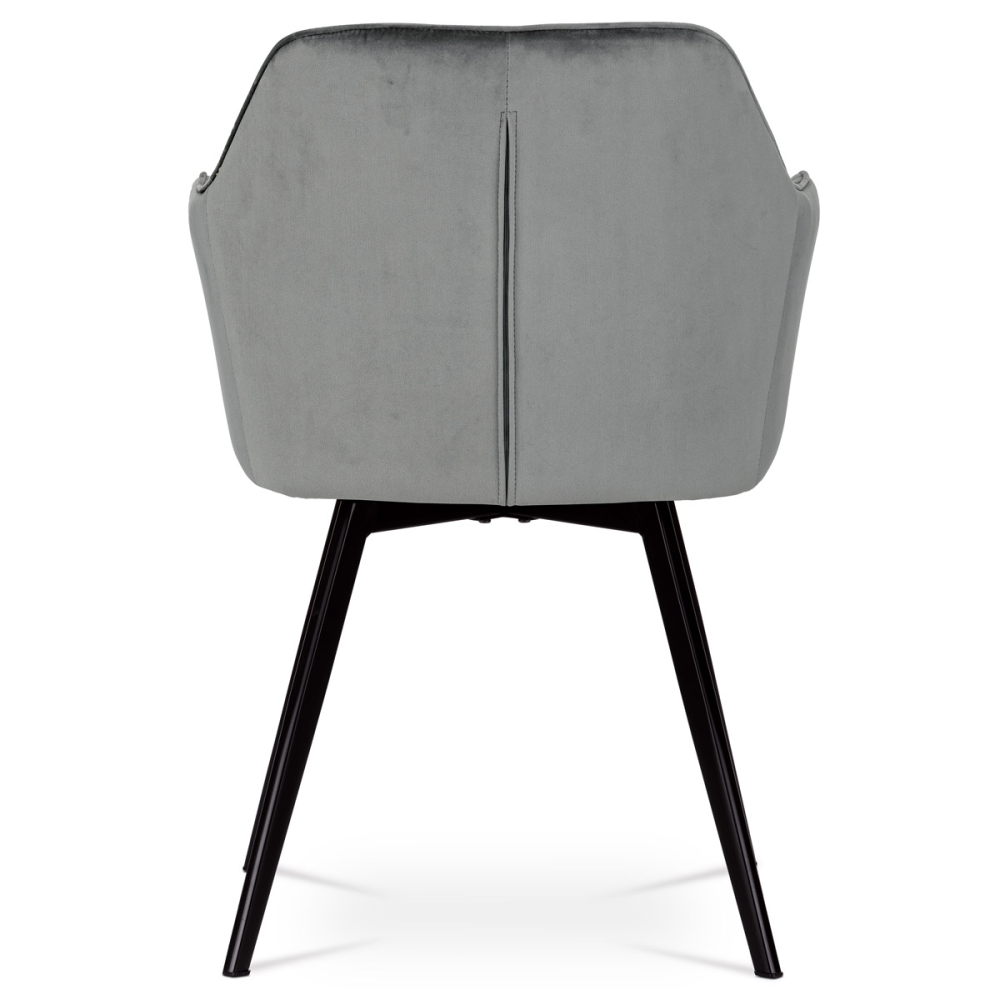 DCH-425 GREY4 - Jídelní židle, potah šedá sametová látka, kovové nohy, černý matný lak