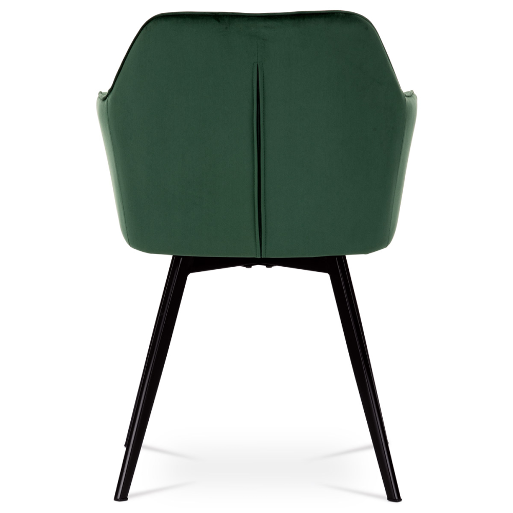 DCH-425 GRN4 - Jídelní židle, potah smaragdově zelená sametová látka, kovové nohy, černý matný lak