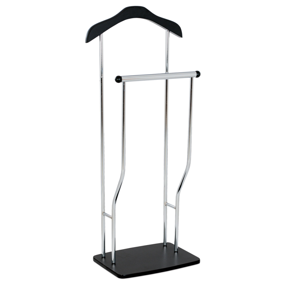 84444 BK - Němý sluha, výška 108 cm, MDF - černý matný lak, kov - chrom, nosnost 5 kg