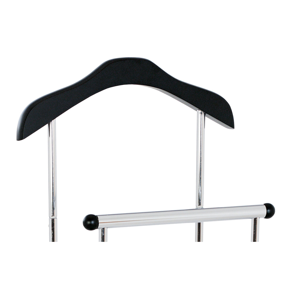 84444 BK - Němý sluha, výška 108 cm, MDF - černý matný lak, kov - chrom, nosnost 5 kg