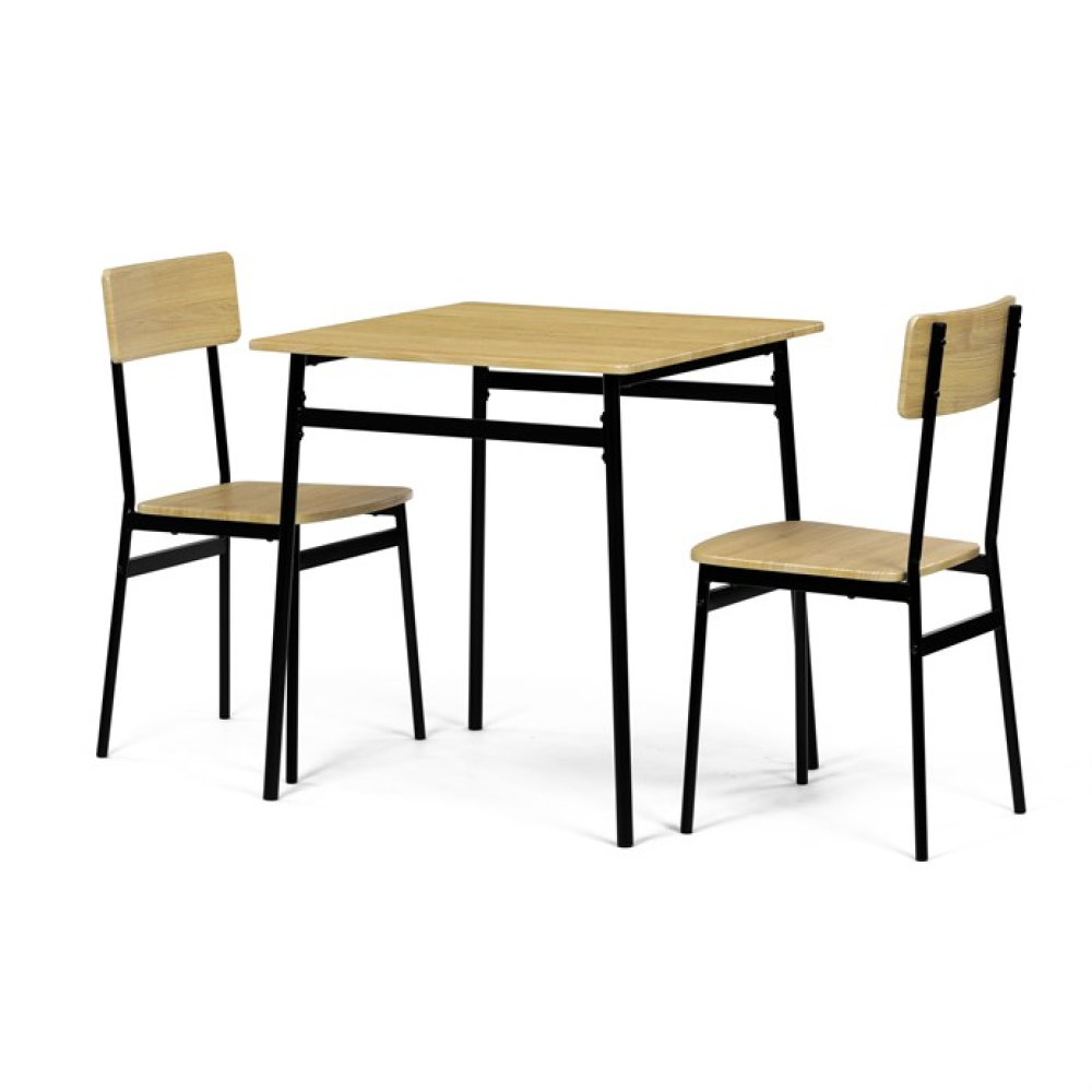 AUT-O2121 OAK - Jídelní set s 2 židlemi, 70x70x76cm, mdf, divoký dub, AUT-O2121 OAK