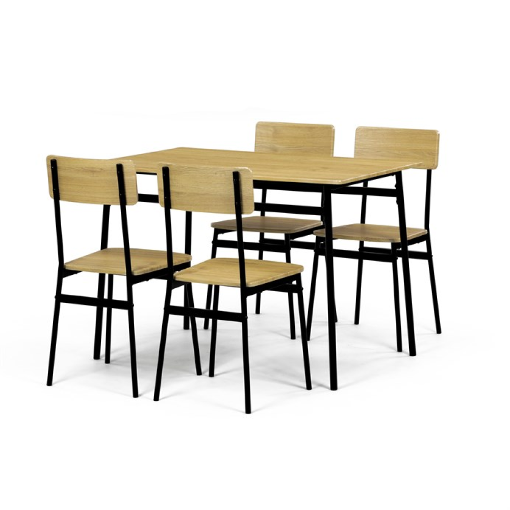 AUT-O2155 OAK - Jídelní set s 4 židlemi, 110x70x76cm, mdf, divoký dub, AUT-O2155 OAK