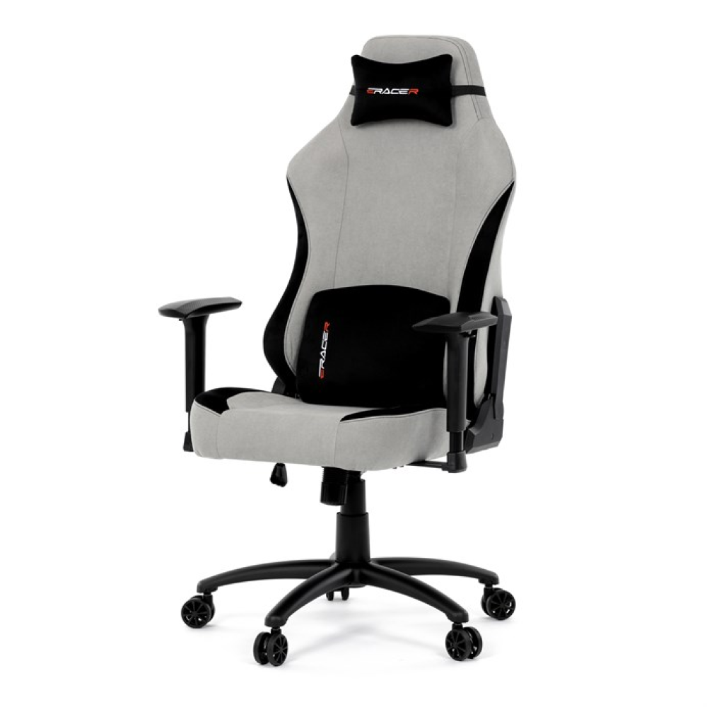 KA-F12 SIL2 - Herní křeslo, houpací mechanismus, stříbrná látka, KA-F12 SIL2