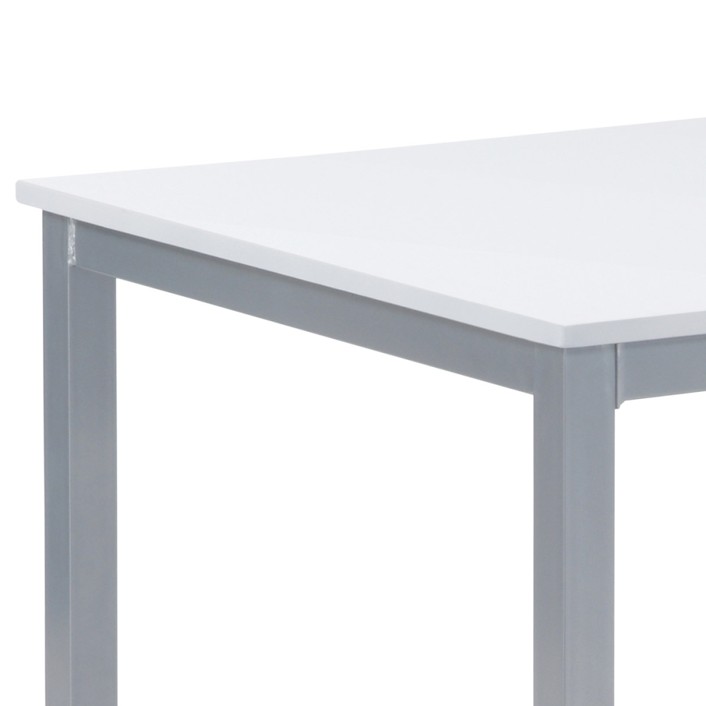 GDT-202 WT - Jídelní stůl 110x70x75 cm, deska MDF, bílá barva, kovová podnož, střbrný lak