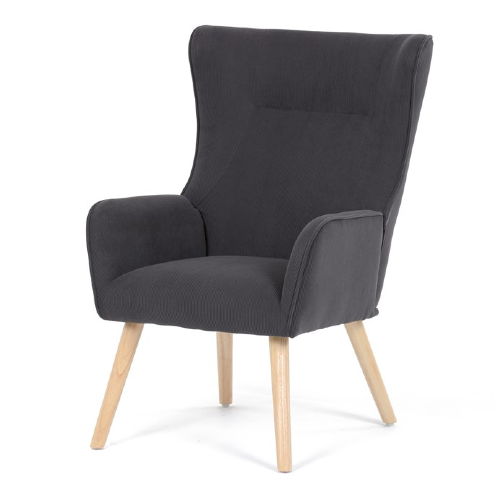 AK-314 GREY2 - Křeslo ušák, šedá, manšestrová látka, AK-314 GREY2