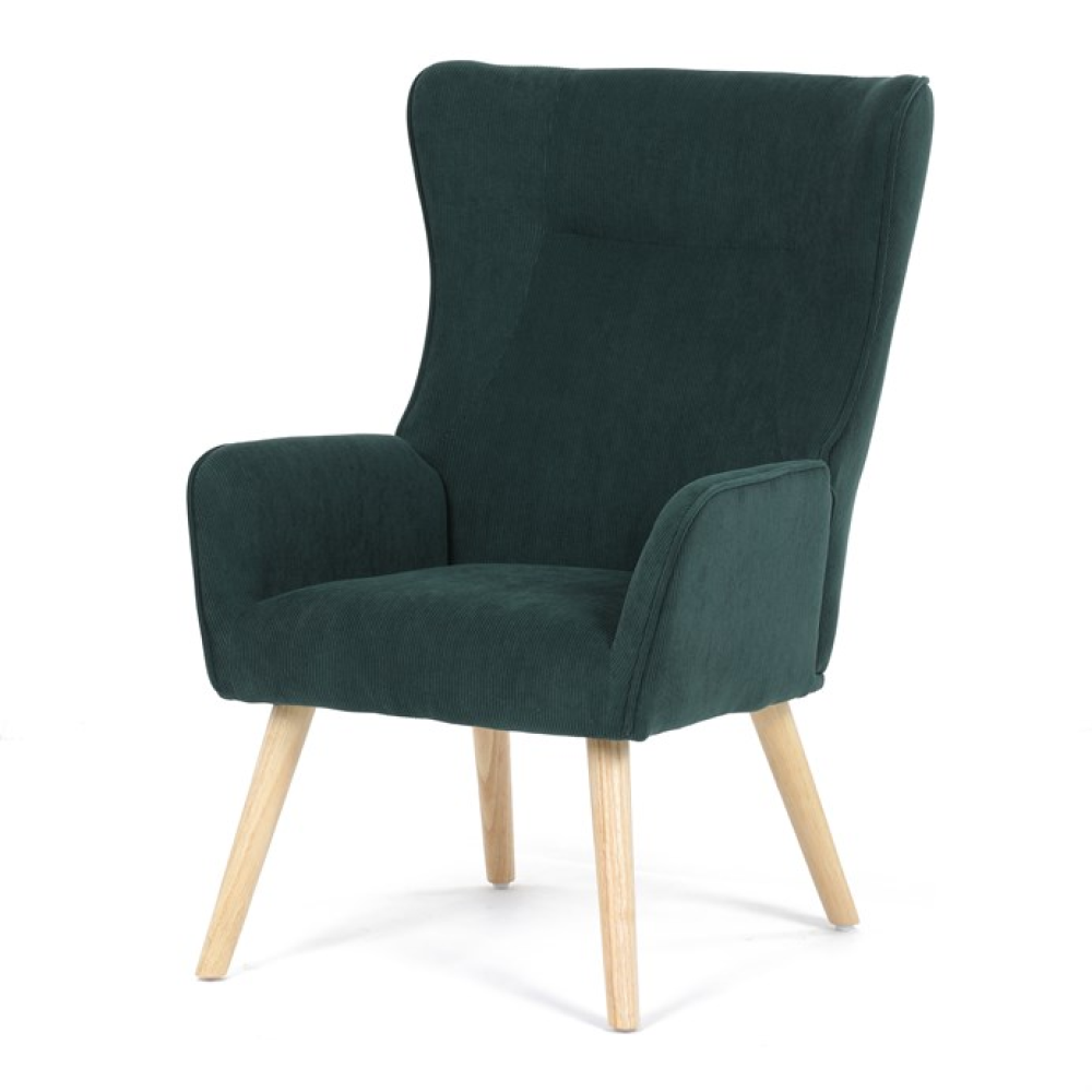 AK-314 GRN2 - Křeslo ušák, zelená, manšestrová látka, AK-314 GRN2