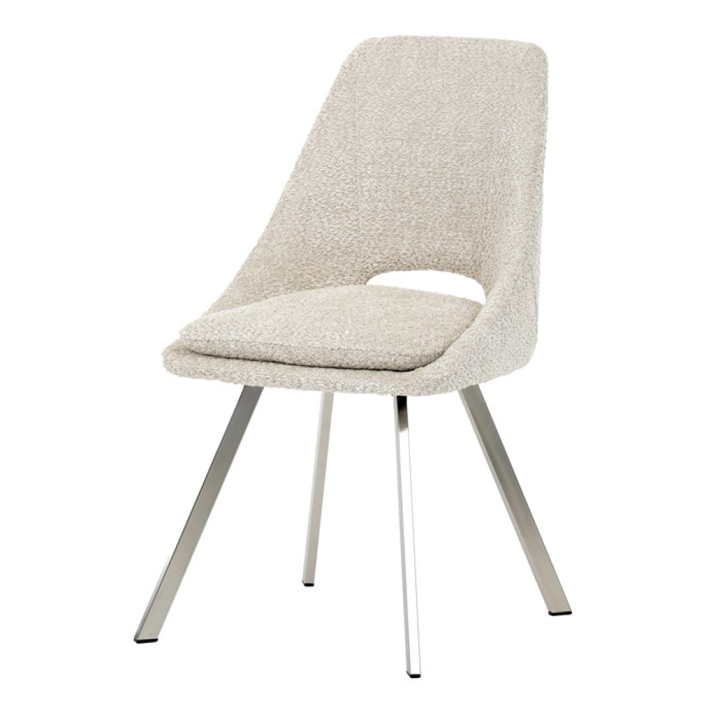 DCL-W1174 CRM2 - Jídelní židle, béžová, látka bouclé, DCL-W1174 CRM2