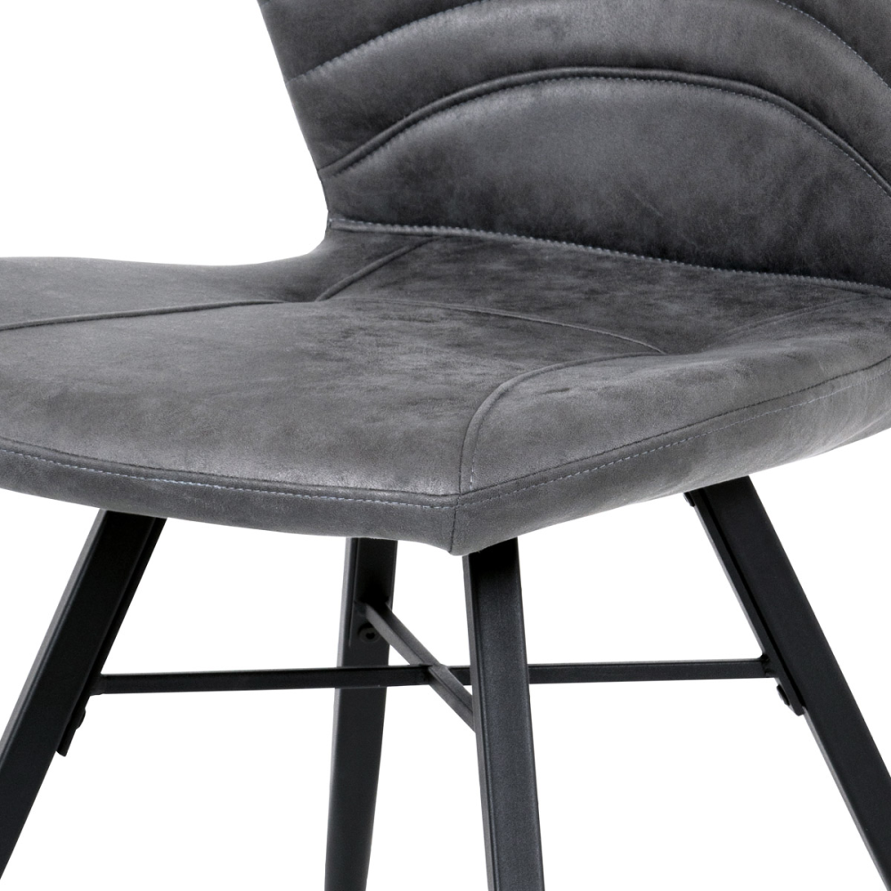 HC-442 GREY3 - Jídelní židle, šedá látka vintage, kov černý mat