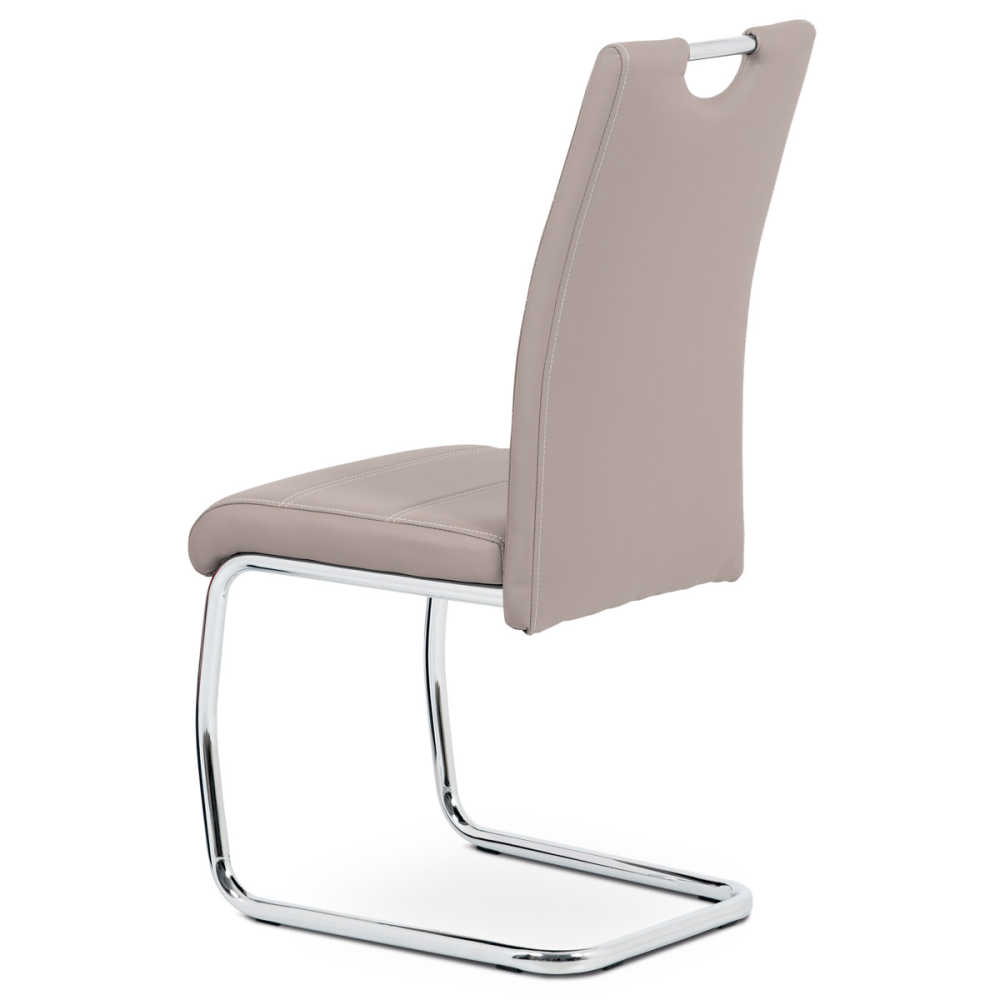 HC-481 LAN - Jídelní židle, potah lanýžová ekokůže, bílé prošití, kovová pohupová podnož, chr