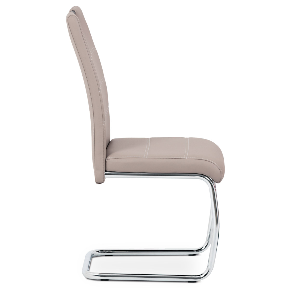 HC-481 LAN - Jídelní židle, potah lanýžová ekokůže, bílé prošití, kovová pohupová podnož, chr