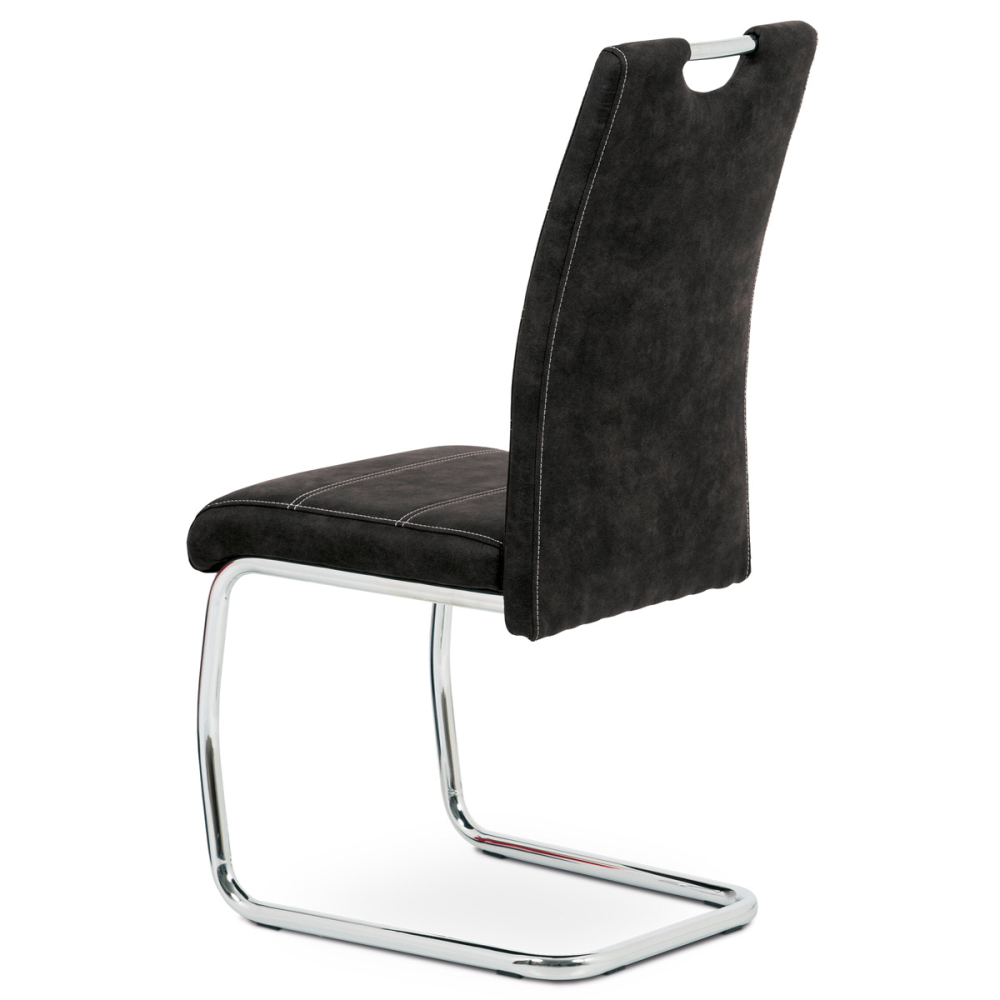 HC-483 BK3 - Jídelní židle, potah černá látka COWBOY v dekoru vintage kůže, kovová pohupová c