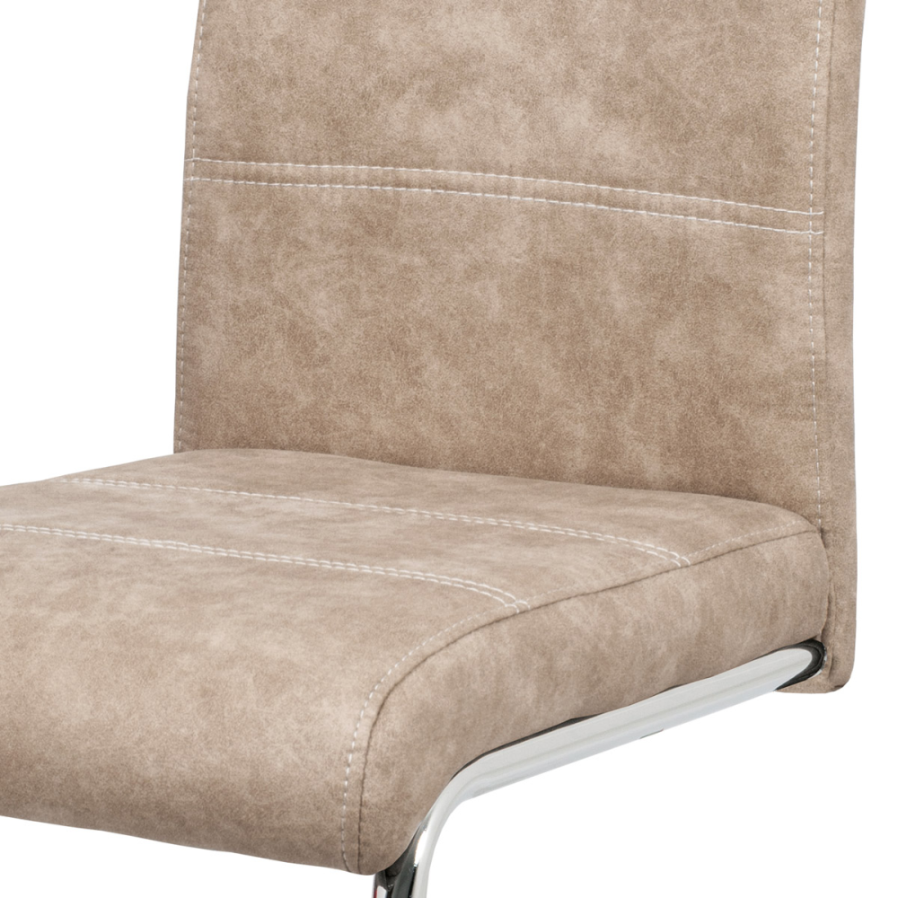 HC-483 CRM3 - Jídelní židle, potah krémová látka COWBOY v dekoru vintage kůže, kovová chromova