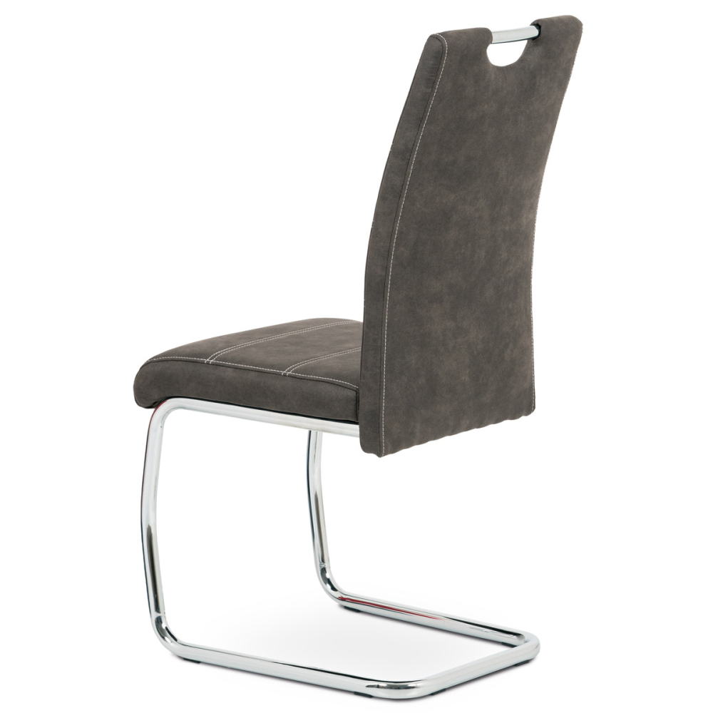 HC-483 GREY3 - Jídelní židle, potah antracitově šedá látka COWBOY v dekoru vintage kůže, kovová