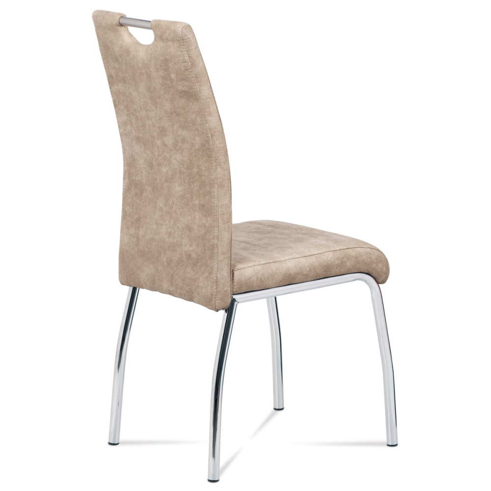 HC-486 CRM3 - Jídelní židle, potah krémová látka COWBOY v dekoru vintage kůže, bílé prošití, k