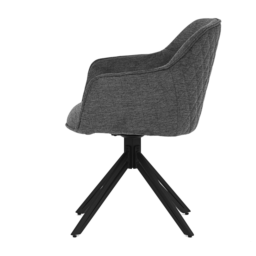 HC-533 GREY2 - Jídelní a konferenční židle, potah tmavě šedá látka, kovové nohy, černý mat