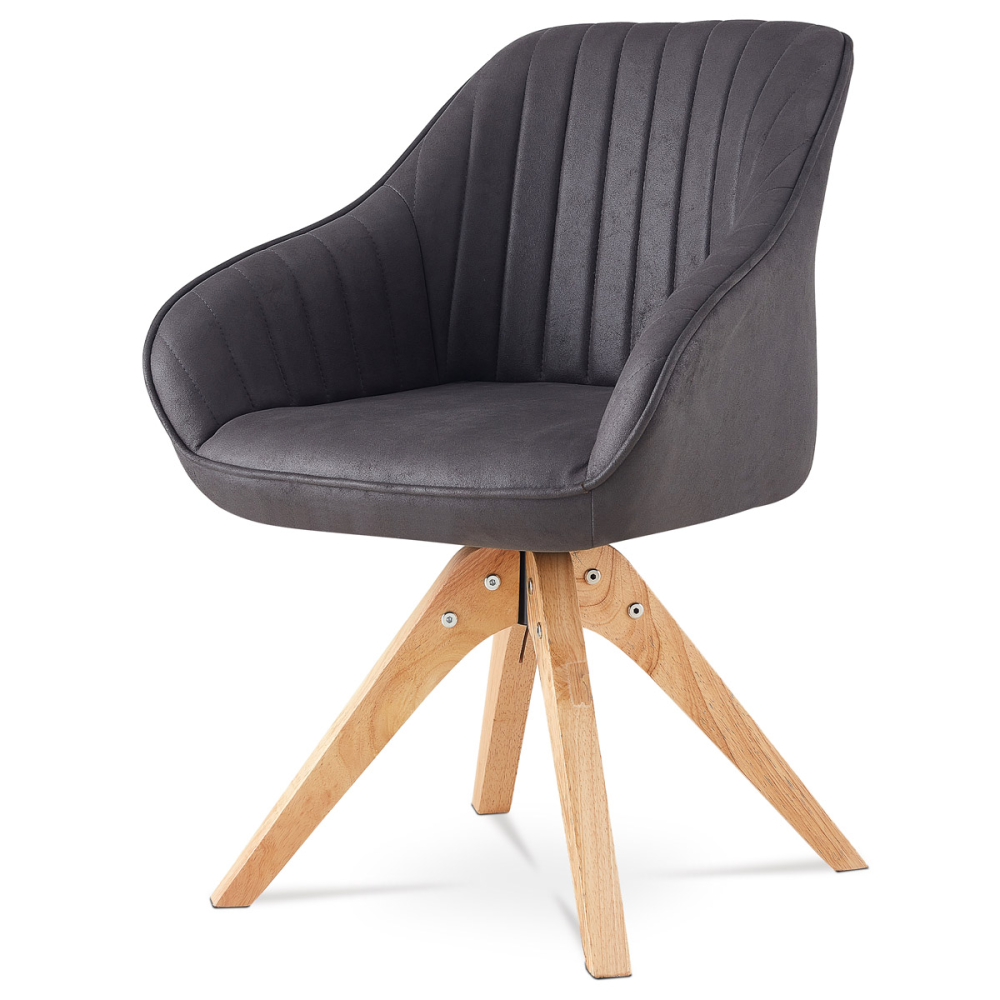 HC-772 GREY3 - Jídelní a konferenční židle, potah šedá látka v dekoru broušené kůže, nohy masiv