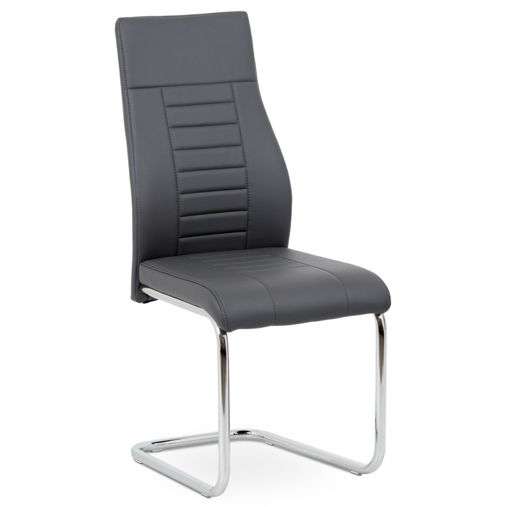 HC-955 GREY - Jídelní židle, šedá koženka / chrom