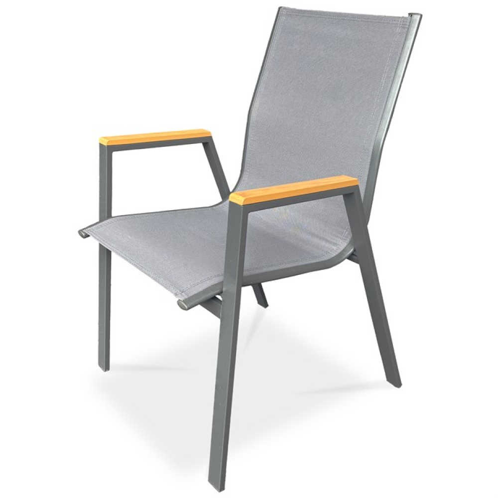 AZC-S1050 GREY - Zahradní židle, kov, síťovina, šedá, AZC-S1050 GREY