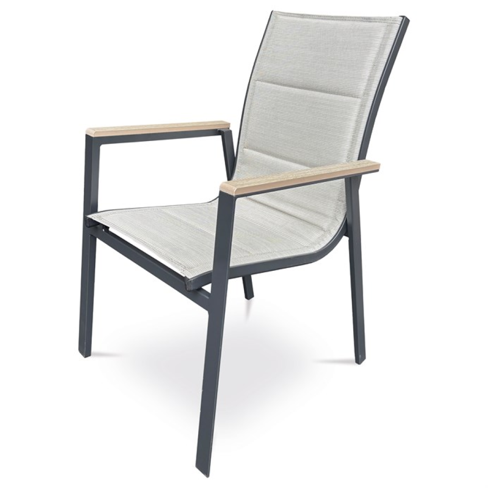 AZC-S1110 BK - Zahradní židle, hliník, síťovina, béžová, AZC-S1110 BK