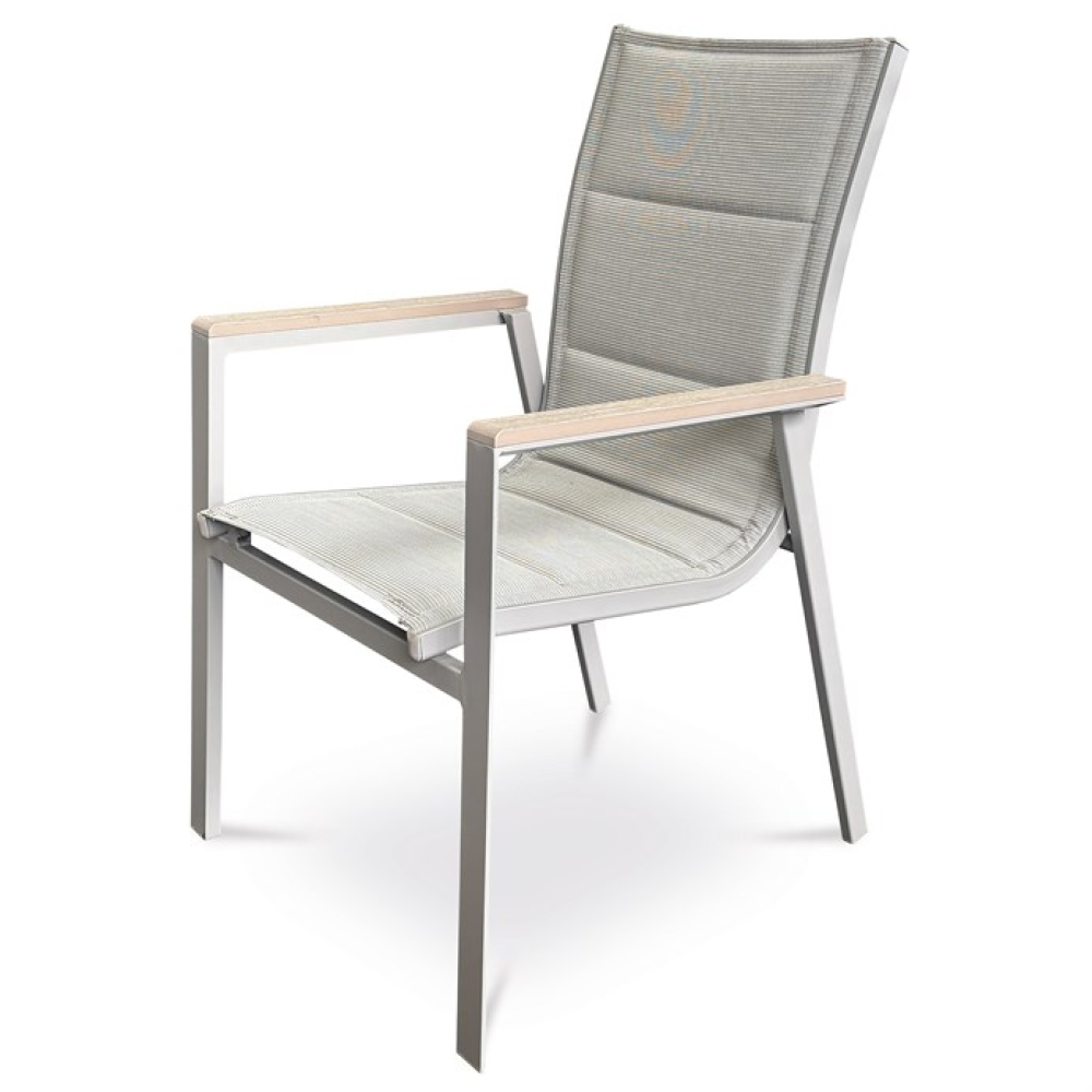 AZC-S1110 GREY - Zahradní židle, hliník, síťovina, béžová, AZC-S1110 GREY