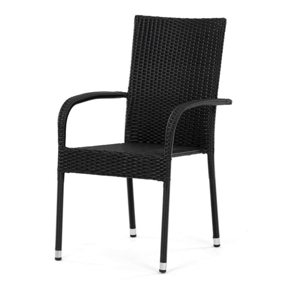 AZC-S2113 BK - Zahradní židle, kov, polyratan, černá, AZC-S2113 BK