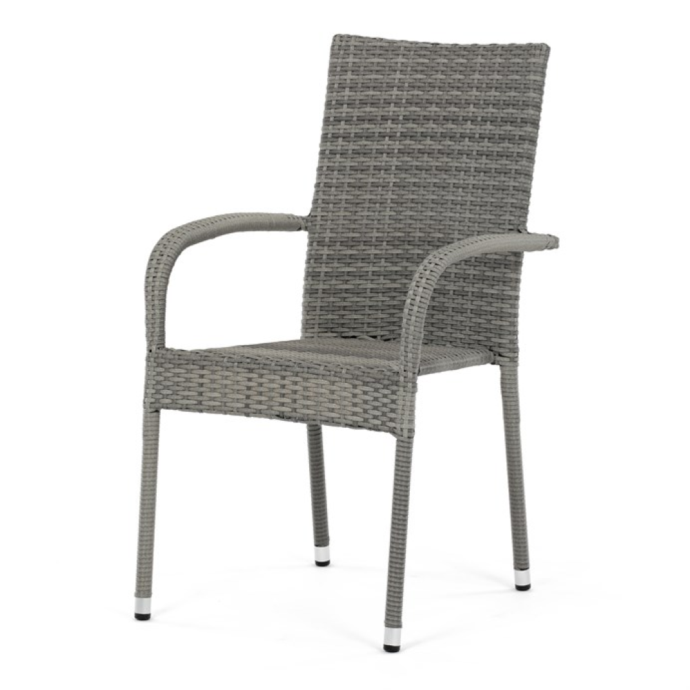 AZC-S2114 GREY - Zahradní židle, kov, polyratan, šedá, AZC-S2114 GREY