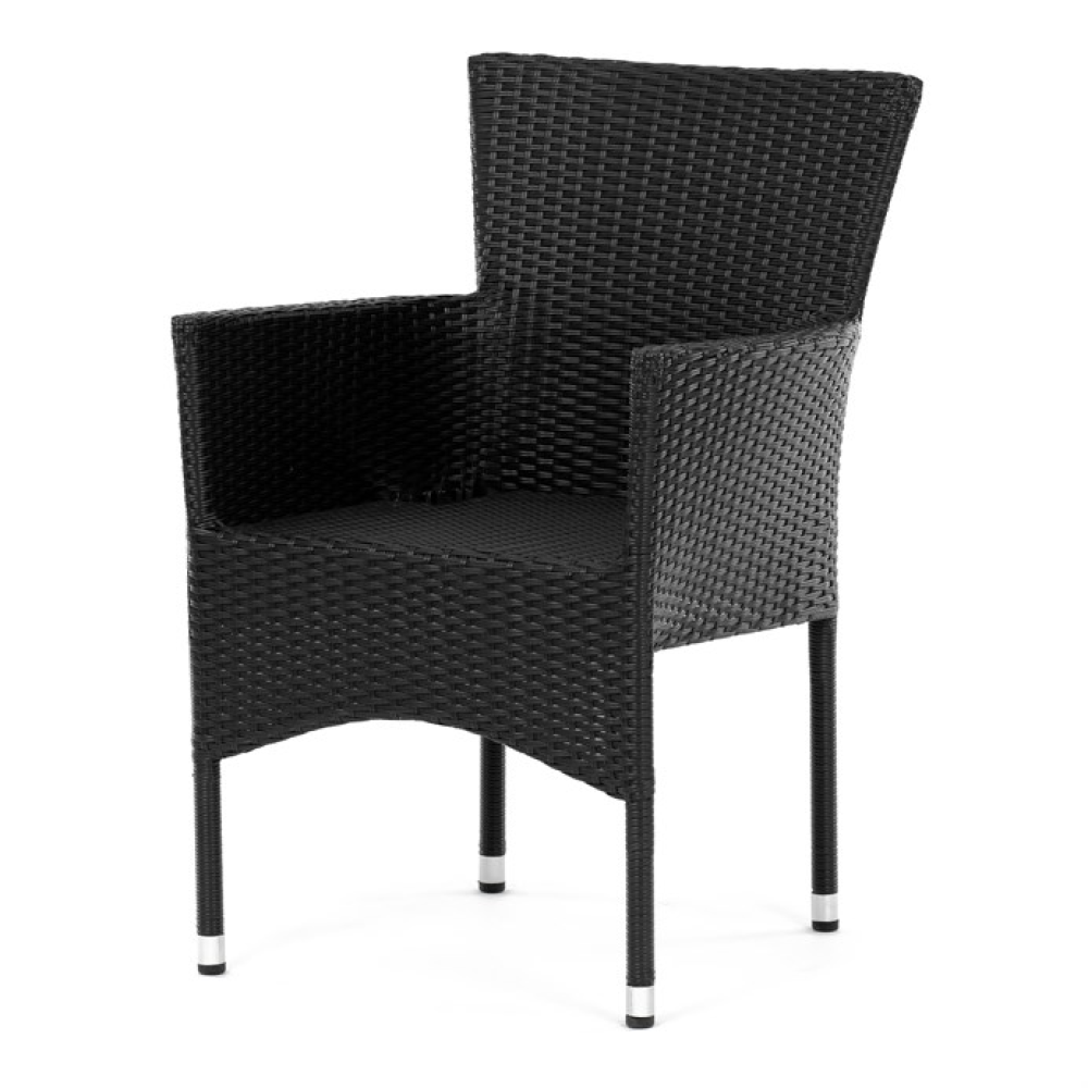 AZC-S2117 BK - Zahradní židle, kov, polyratan, černá, AZC-S2117 BK