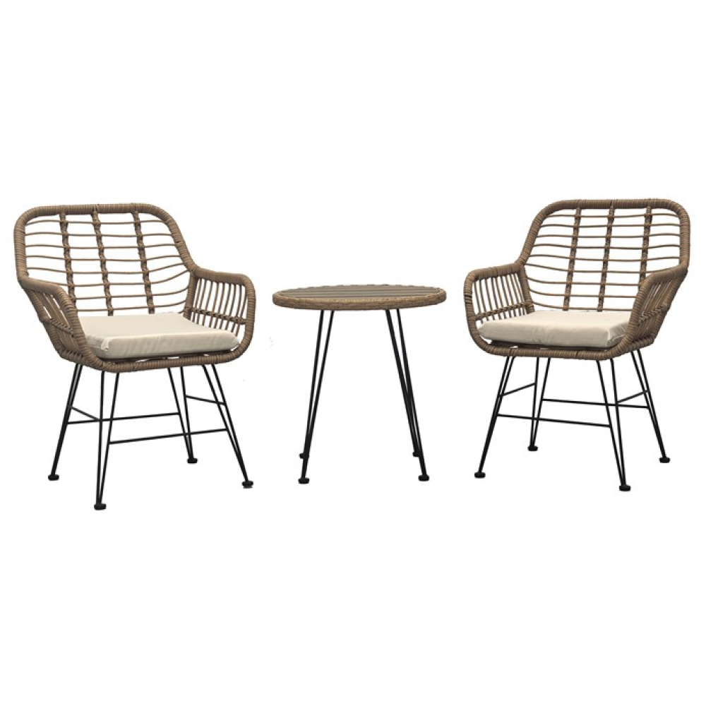 AZ-F1208 NAT - Zahradní set 1+2, kov, polyratan, béžová, AZ-F1208 NAT