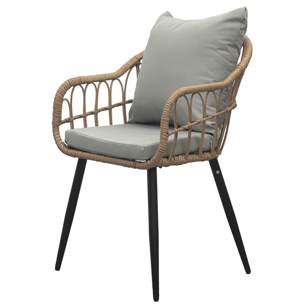 AZ-F1406 NAT - Zahradní židle, kov, polyratan, béžová, AZ-F1406 NAT