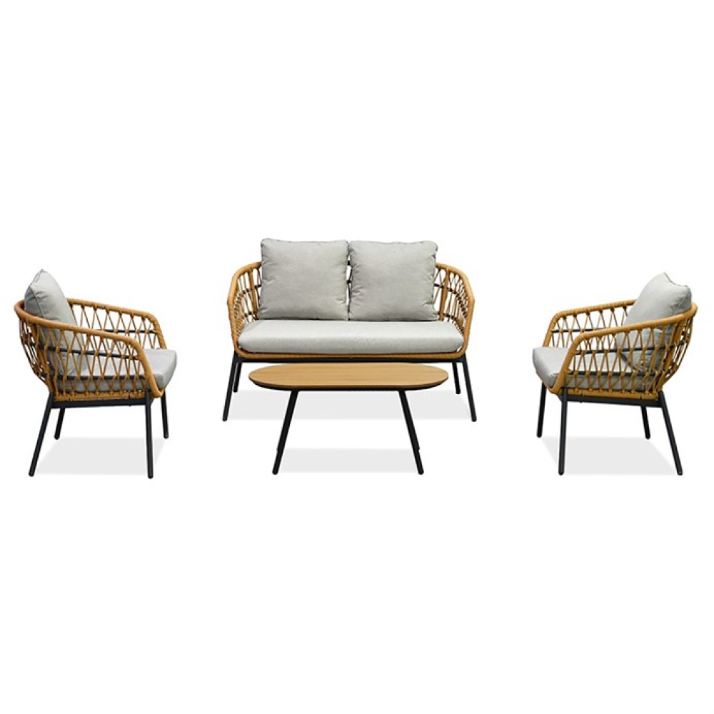 AZ-L1880 NAT - Zahradní sedací souprava, kov, polyratan, hnědá, AZ-L1880 NAT