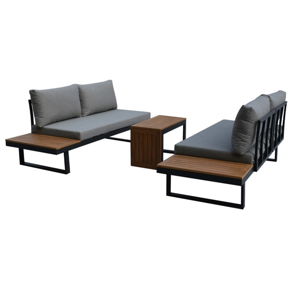 AZS-G1924 GREY - Zahradní sestava, hliník, polywood, šedá, AZS-G1924 GREY