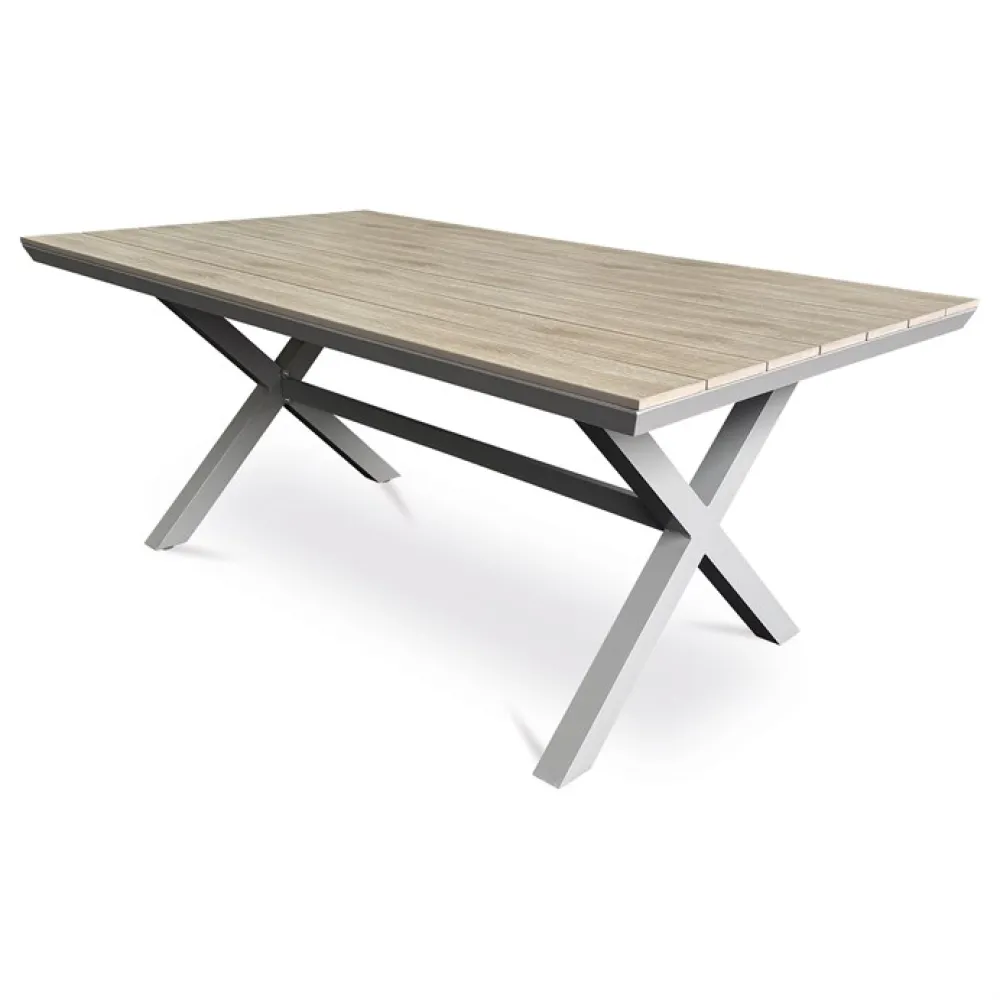 AZT-S1510 OAK - Zahradní stůl 180x100cm, hliník, polywood, béžová, AZT-S1510 OAK