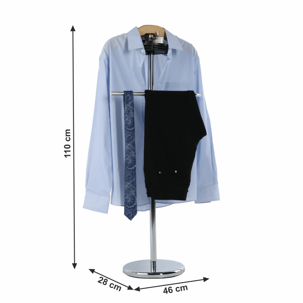 Věšák, němý sluha, přírodní dřevo / chrom, SUNIL