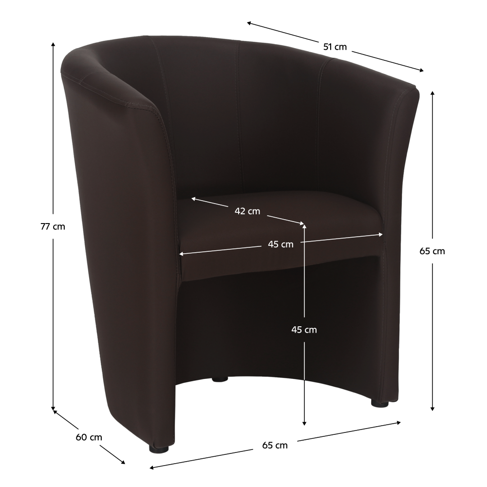 Klubové křeslo, ekokůže hnědá, CUBA