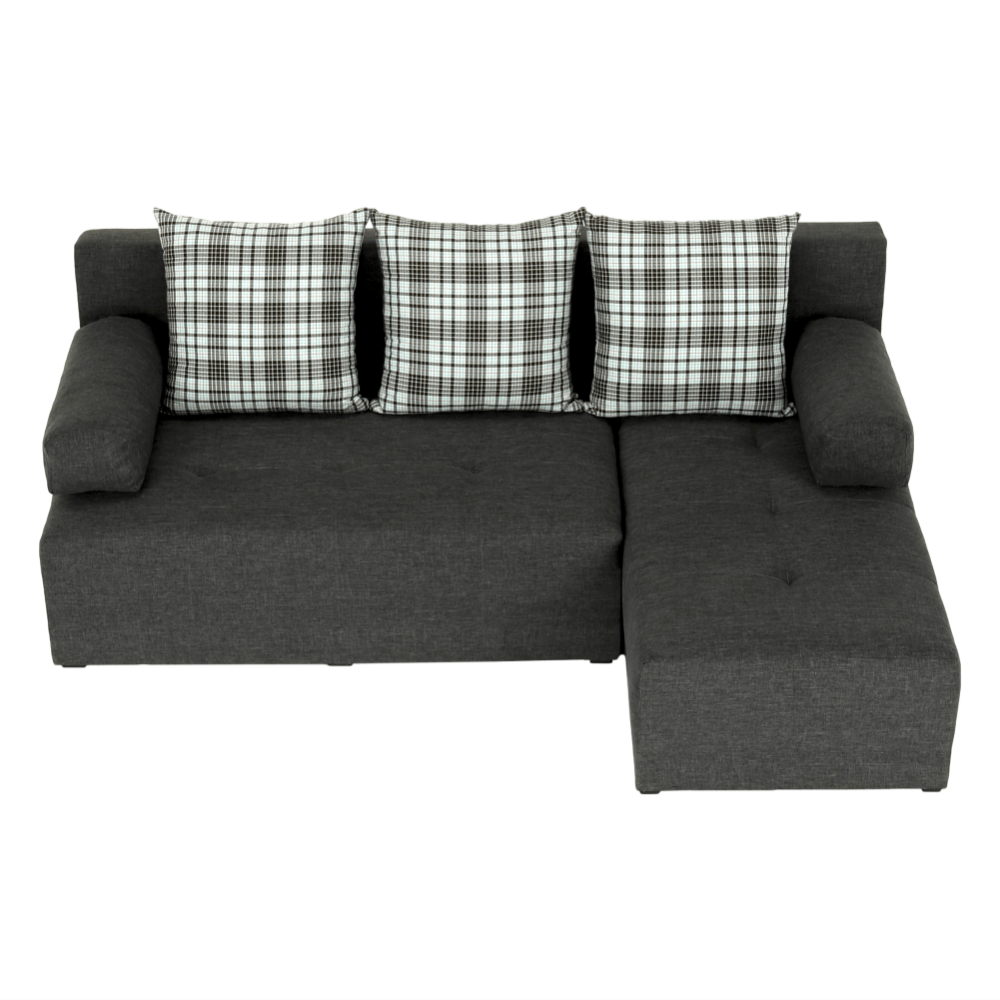 Rohová sedací souprava, šedý melír / vzor, pravá, MEXX