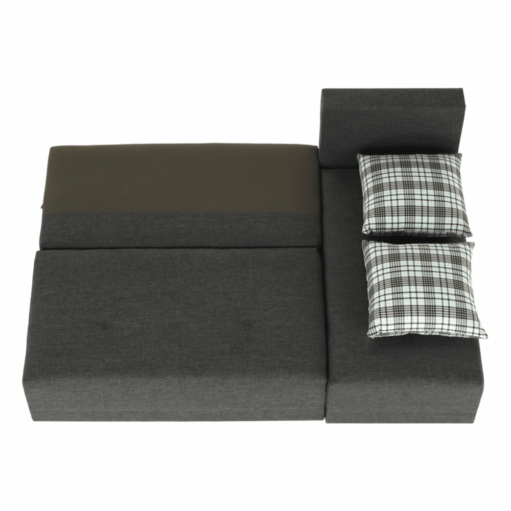 Rohová sedací souprava, šedý melír / vzor, pravá, MEXX