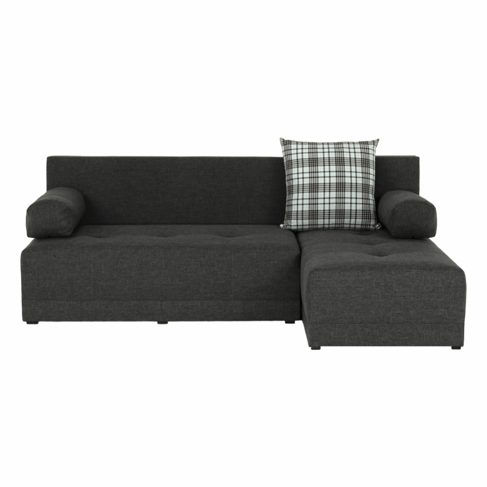 Rohová sedací souprava, šedý melír / vzor, pravá, MEXX