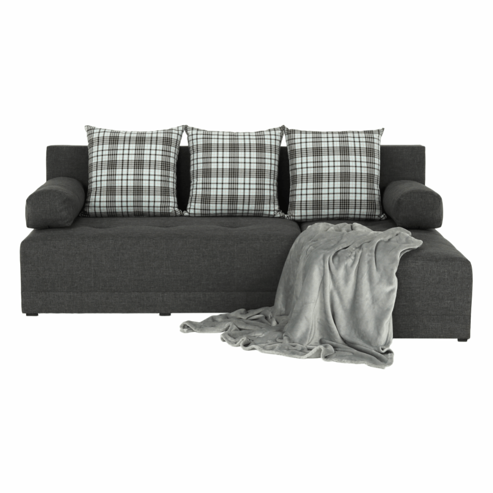 Rohová sedací souprava, šedý melír / vzor, pravá, MEXX