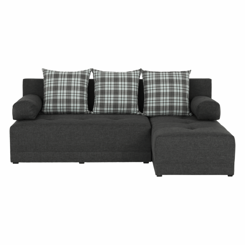 Rohová sedací souprava, šedý melír / vzor, pravá, MEXX