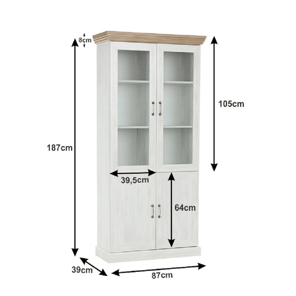 Vitrína, sosna skandinávská / dub divoký, ROYAL W4D