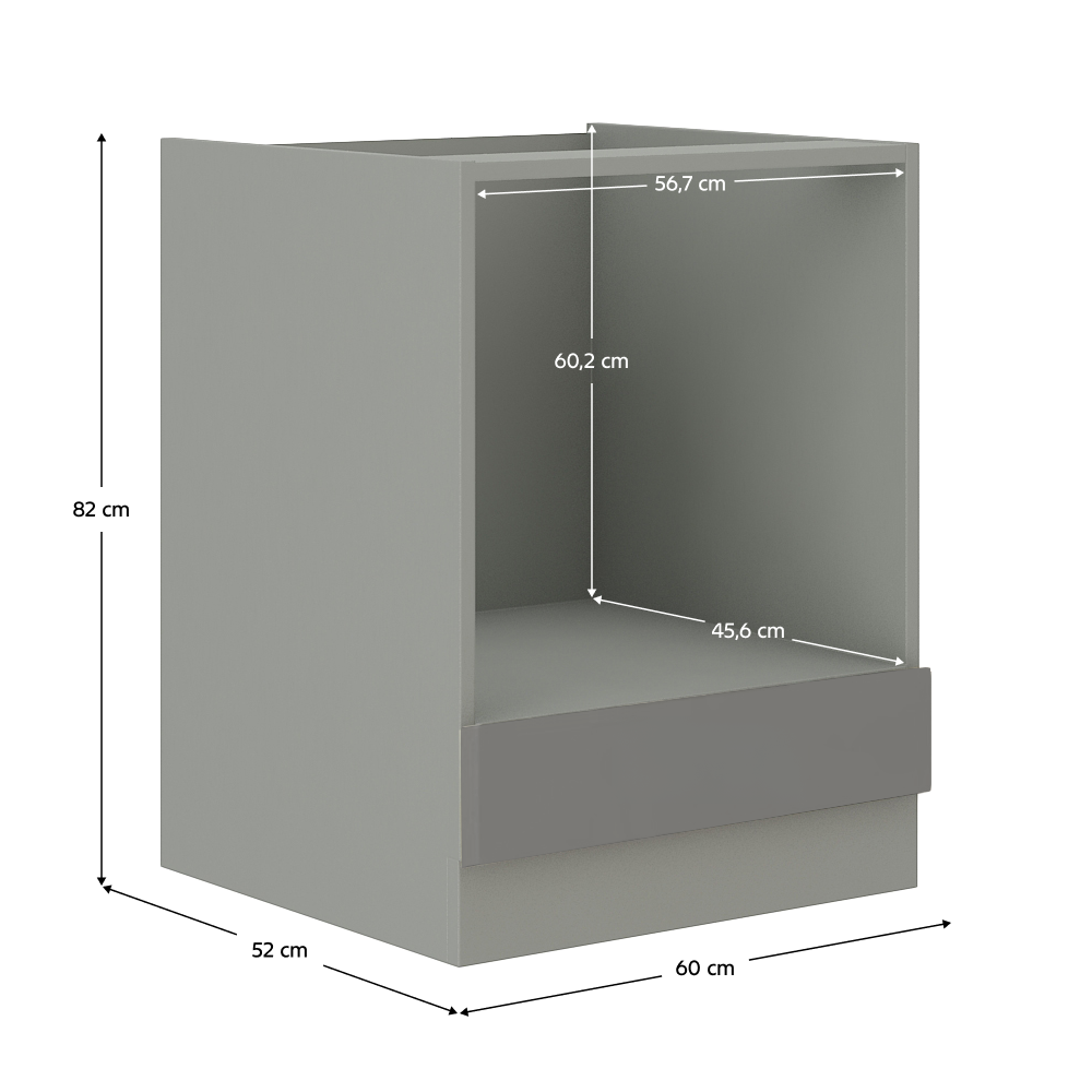 Skříňka dolní, šedá vysoký lesk, PRADO 60 DG BB